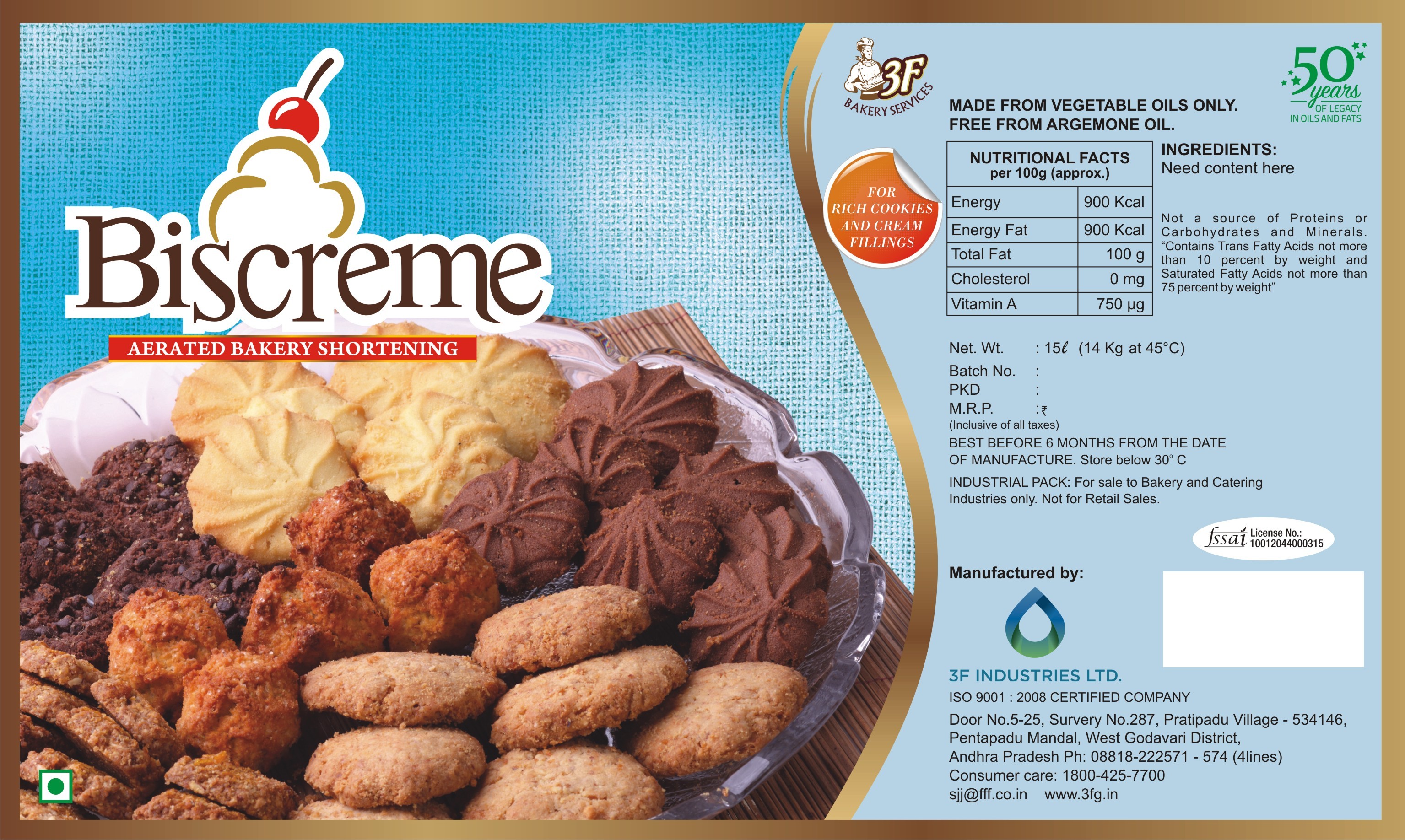 Brown Oil Biscreme 15 kg, For Bakery, Liquid